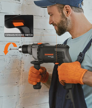 DOVAMAN 7.5A Klopboormachine met Metaalboorhouder - 0-3000 RPM, 2 standen voor Beton, Hout & Metaal, inclusief Boren en Koffer