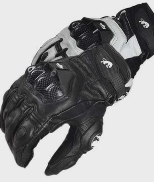 Supertech Motorhandschoenen Leer - 4 Seizoenen Race & Rijhandschoenen voor Heren en Dames (Zwart/Wit)
