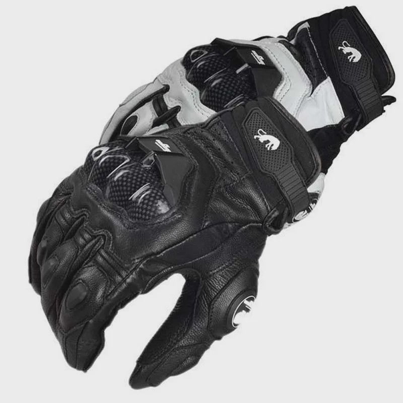 Supertech Motorhandschoenen Leer - 4 Seizoenen Race & Rijhandschoenen voor Heren en Dames (Zwart/Wit)
