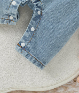 Schattige Baby Kleding Set: Longsleeve Top & Denim Tuinbroek met 'I Love Mama' Print