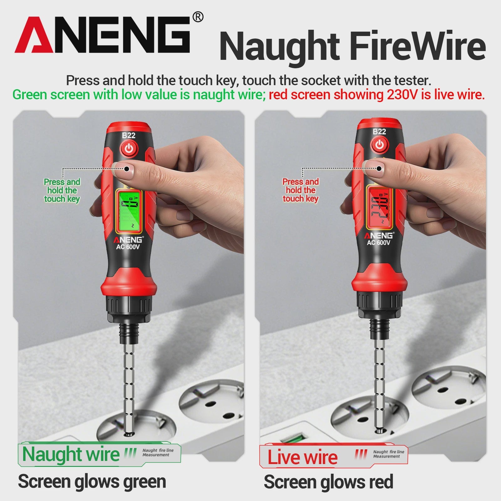 ANENG B22 Spanningsmeter Pen: Non-Contact Detector met LCD & NCV Functie