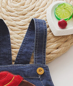 Schattige Denim Tuinbroek Shorts met Cartoon Print voor Kinderen (1-3 Jaar)