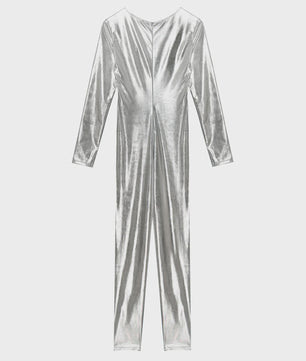 Glanzende Metallic Jumpsuit Dames - Lange Mouw Bodysuit voor Feest, Rave & Festival