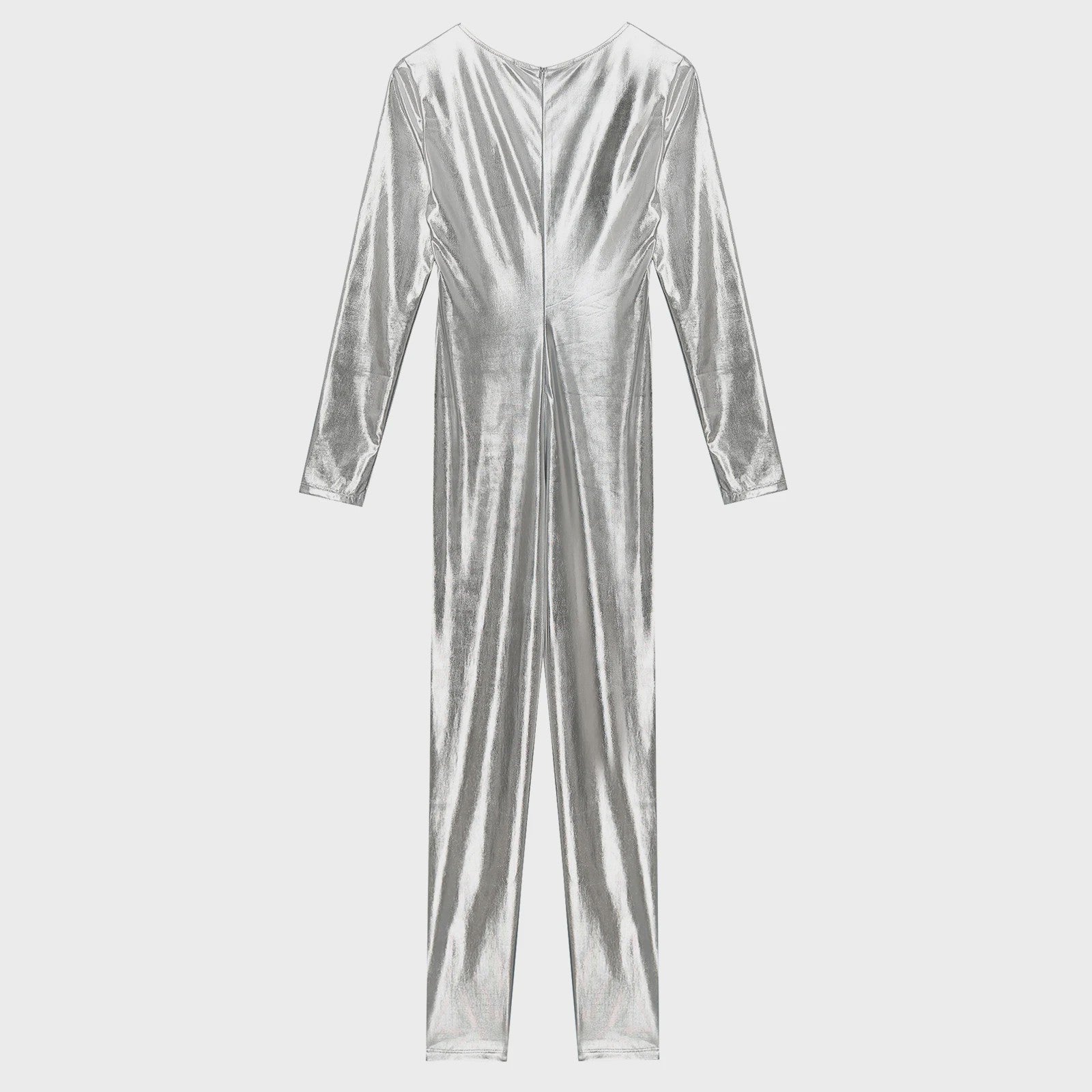 Glanzende Metallic Jumpsuit Dames - Lange Mouw Bodysuit voor Feest, Rave & Festival