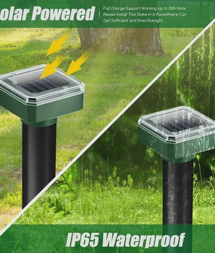 Solar Ongedierteverjager - Ultrasone Geluid Stoot Mollen, Muizen & Knaagdieren Weg