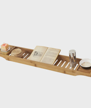 Luxe Bamboe Badplank 80cm - Extra Lang & Gelakt - Met Houders voor Wijn en Kaars