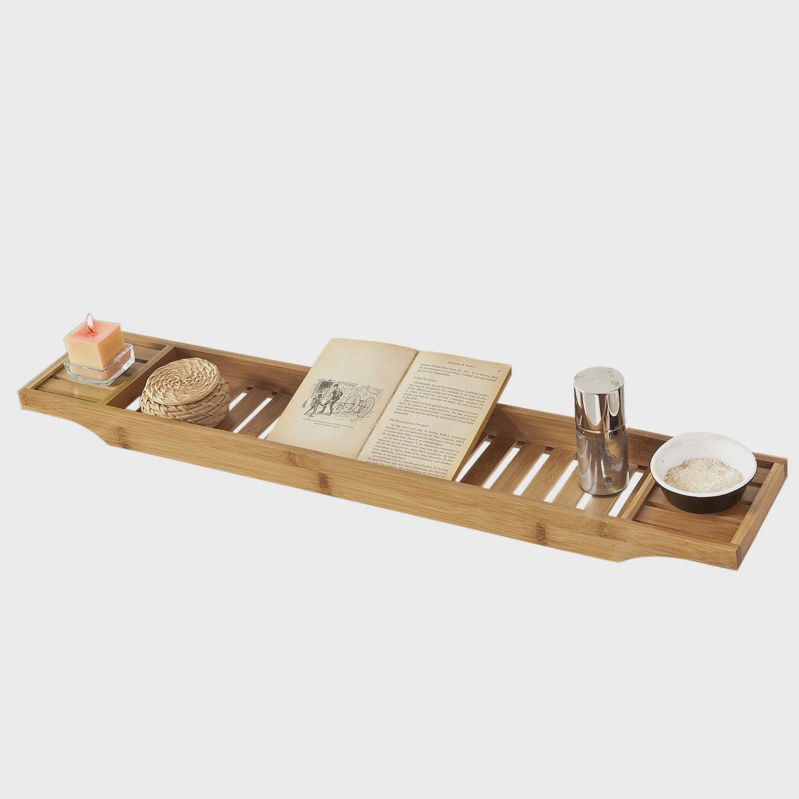 Luxe Bamboe Badplank 80cm - Extra Lang & Gelakt - Met Houders voor Wijn en Kaars