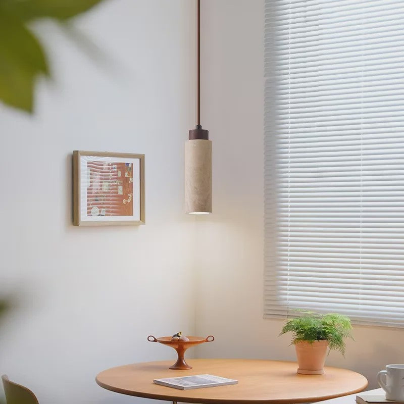 Sfeervolle Hanglamp met Steenlook en Houten Accent - Perfect voor Slaapkamer of Bar