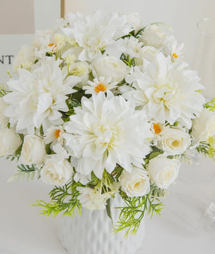 Kunstboeket Rozen, Dahlia's & Hydrangea's - Decoratie voor Huis, Bruiloft & Tuin