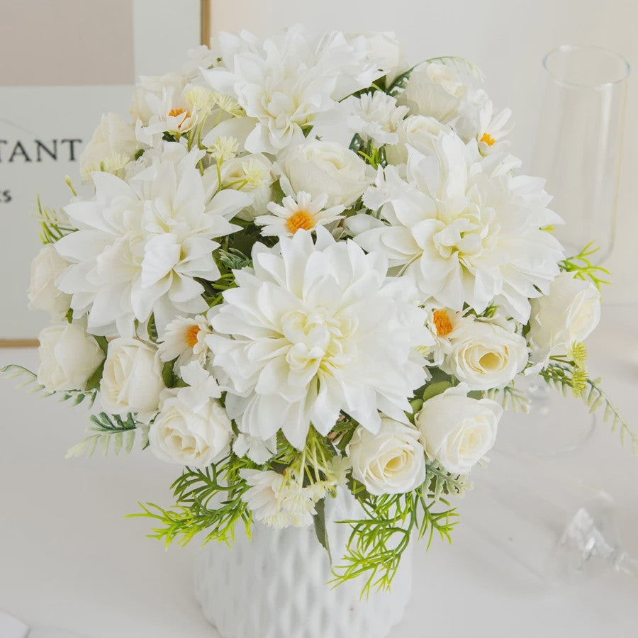 Kunstboeket Rozen, Dahlia's & Hydrangea's - Decoratie voor Huis, Bruiloft & Tuin