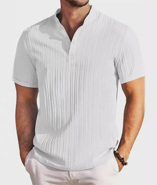 Herenshirt van Katoen en Linnen met Opstaande Kraag - Casual en Comfortabel