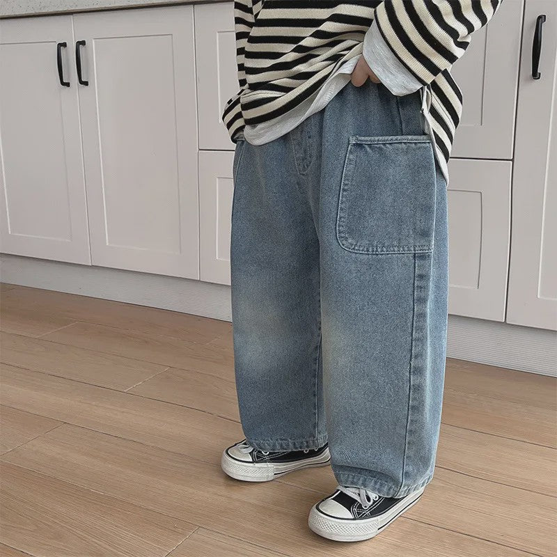 Jongens Denim Spijkerbroek met Elastische Taille en Zijzakken - Casual Lente/Herfst