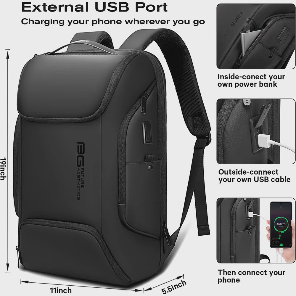 BANGE Smart Business Rugzak met USB-poort - Waterdicht, Geschikt voor 15.6" Laptop