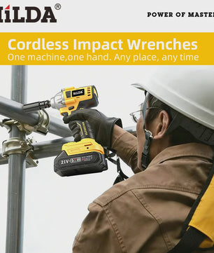 HILDA 1/2" Brushless Slagmoersleutel - 1200 Nm Krachtige Accu Klopmachine voor Banden en Steigerbouw (Compatibel met Makita)