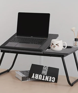 Multifunctionele Opklapbare Laptoptafel met Bekerhouder - Verstelbaar & Draagbaar Hout
