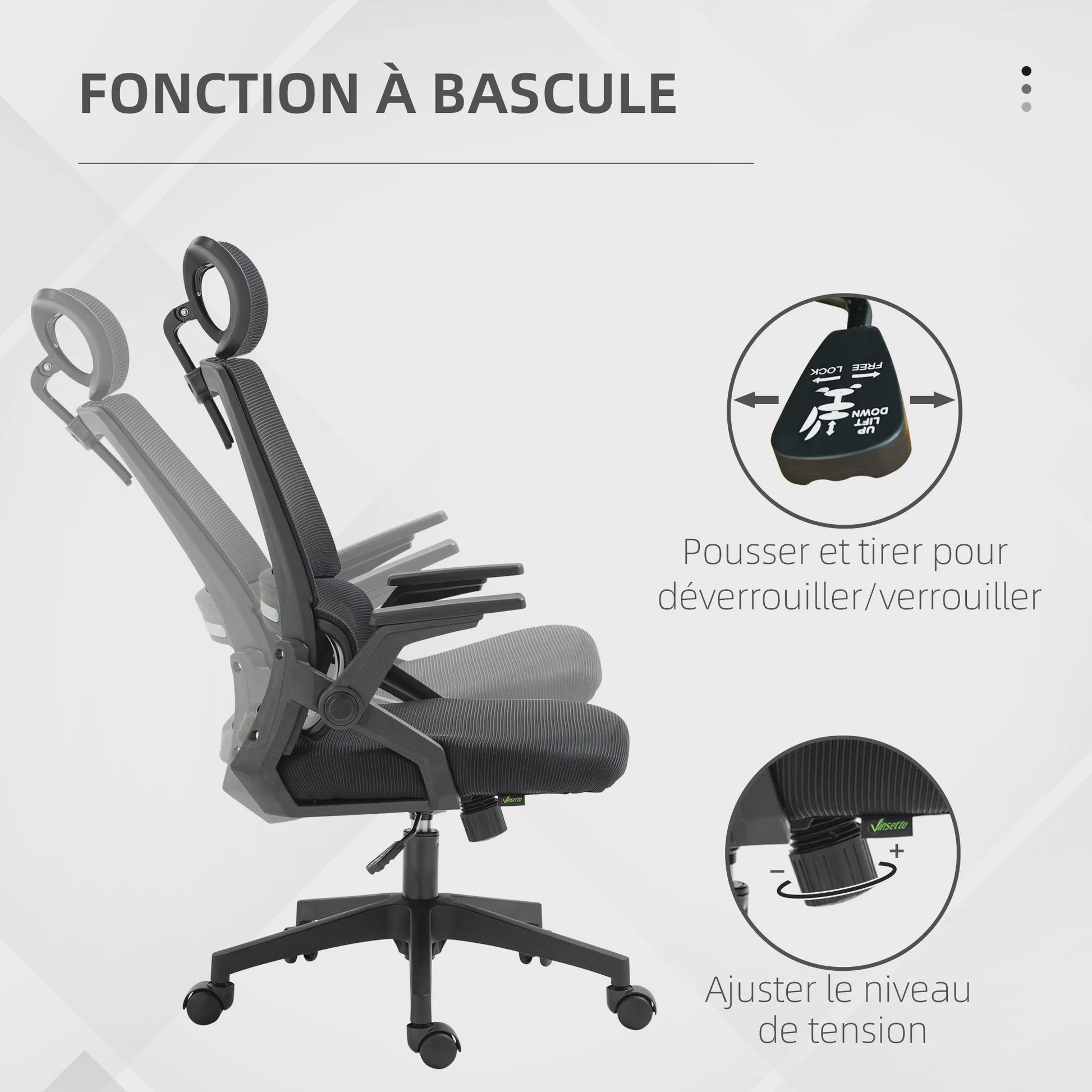 Ergonomische Bureaustoel Zwart - Verstelbaar, Kantelbaar, Mesh Rug & Hoofdsteun