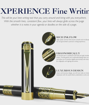 Luxe Metalen Vulpen met F-punt - Klassiek Design voor Zakelijk Schrijven