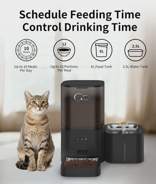 DOEL 2-in-1 Smart Voerautomaat & Drinkfontein voor Katten en Kleine Honden - 6L Capaciteit, App Controle