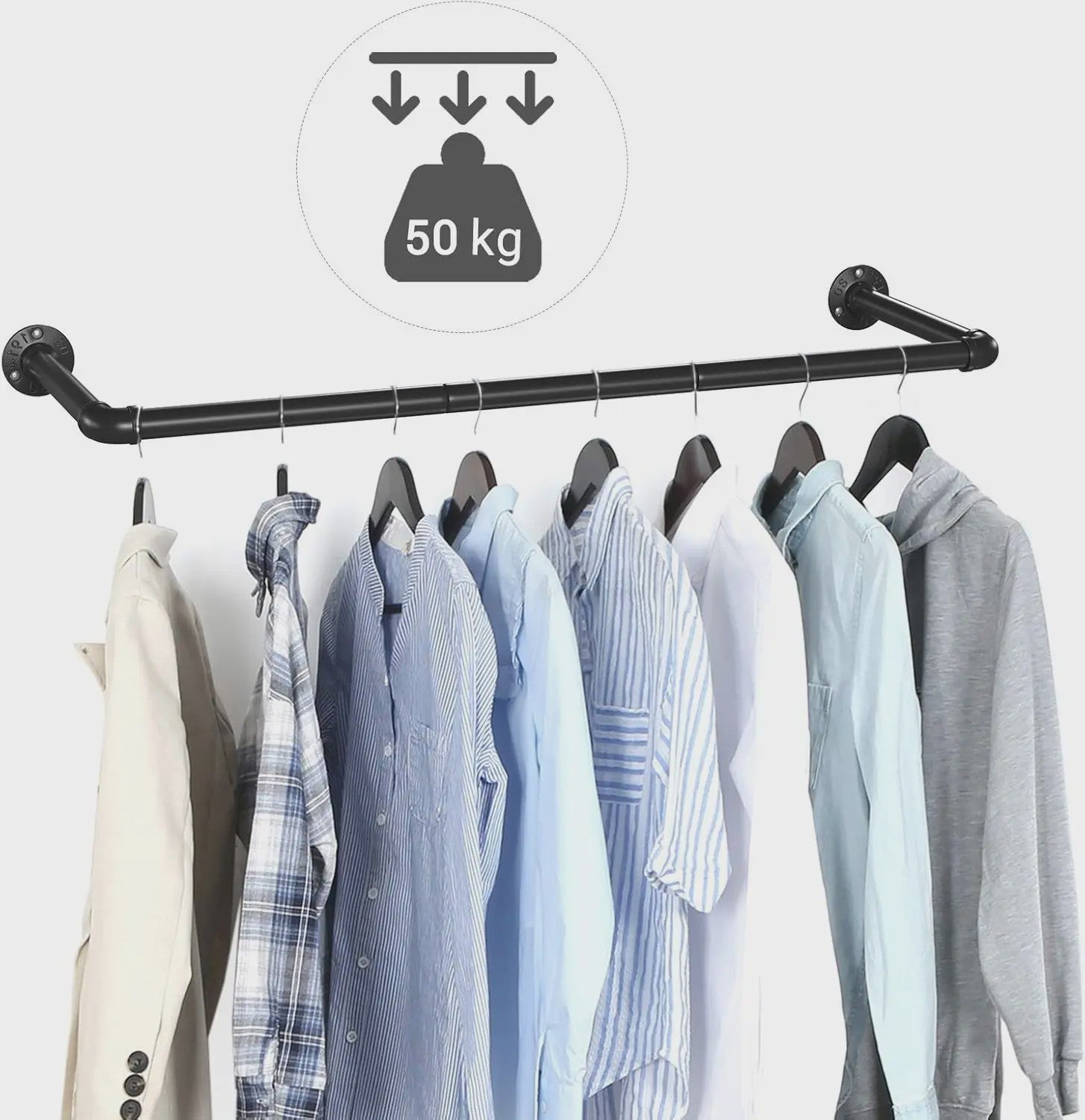 Set van 2 Wandkledingrekken - Industriële Pijp Stijl - Ruimtebesparend