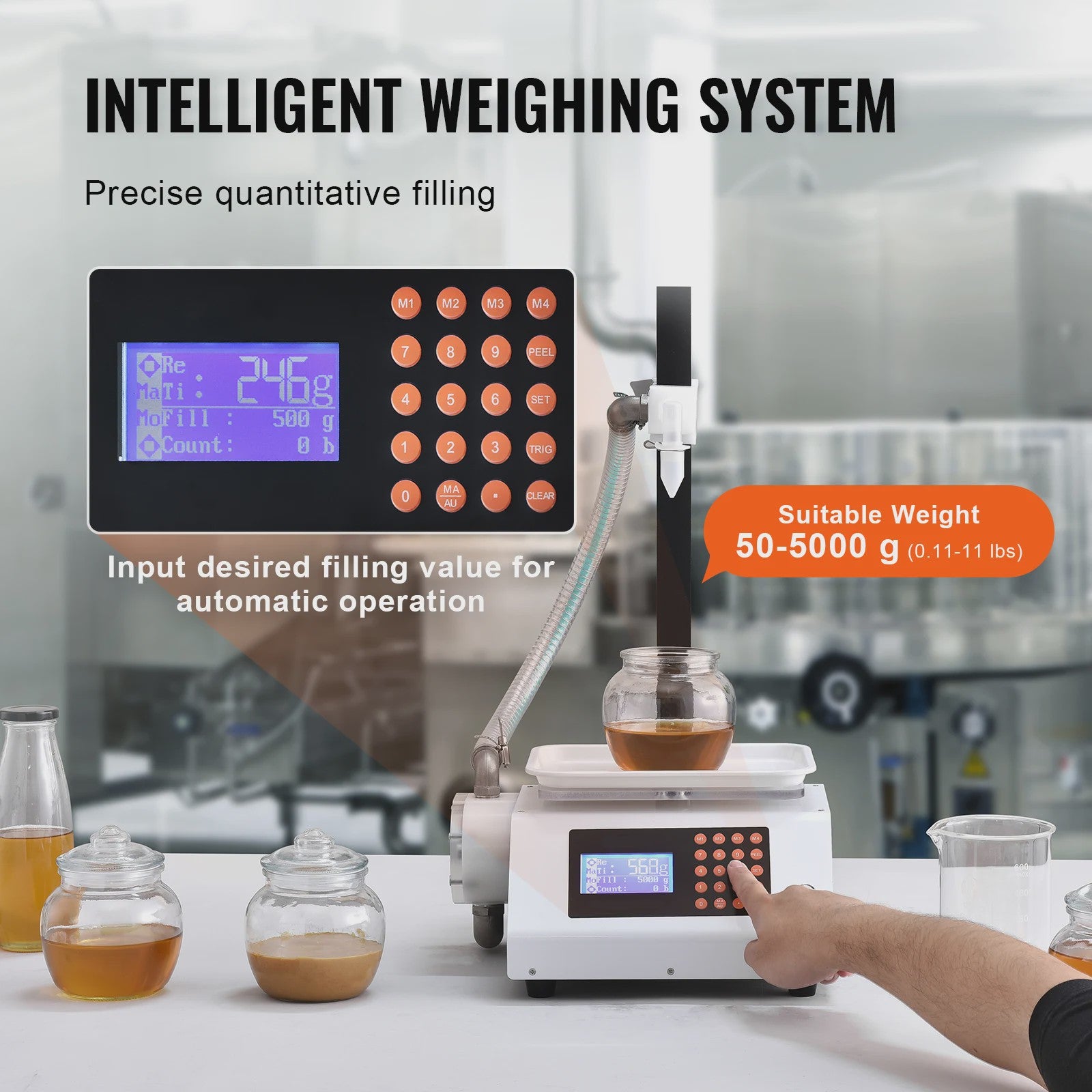 Automatische Vloeistof Vulmachine met Digitale Controle - 50-5000g