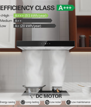 Topstrong 60cm Wandmodel Afzuigkap - Krachtig 400m³/u, Energiezuinig A+++, Stille Werking (52dB) & Touch Control