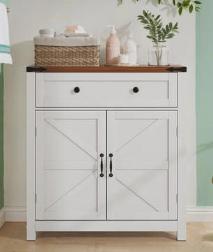 Moderne Badkamerkast met Lades en Verstelbare Planken - Walnoot Houtlook Blad