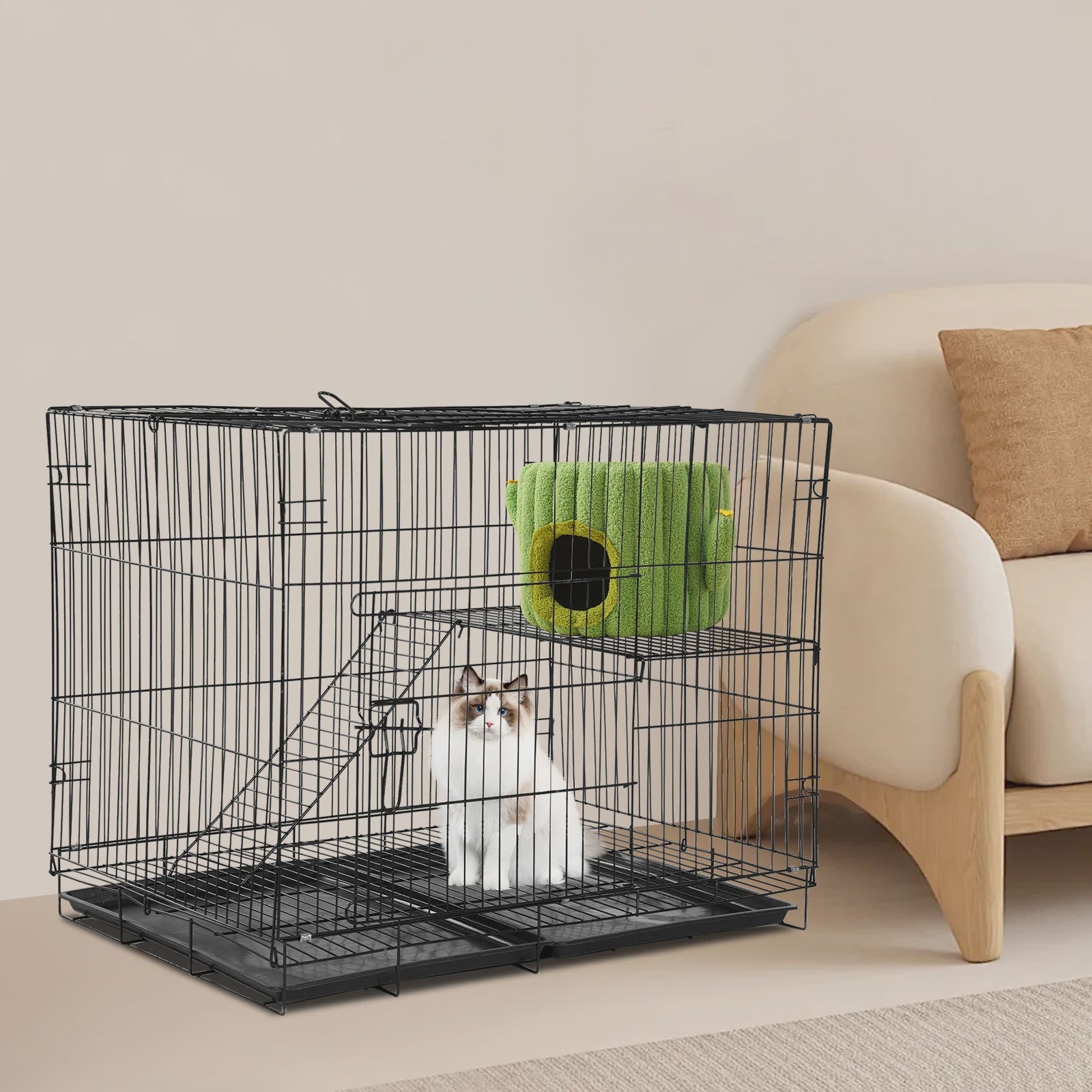 Grote Opvouwbare Dierenkooi voor Katten, Honden en Konijnen - 70x50x58 cm