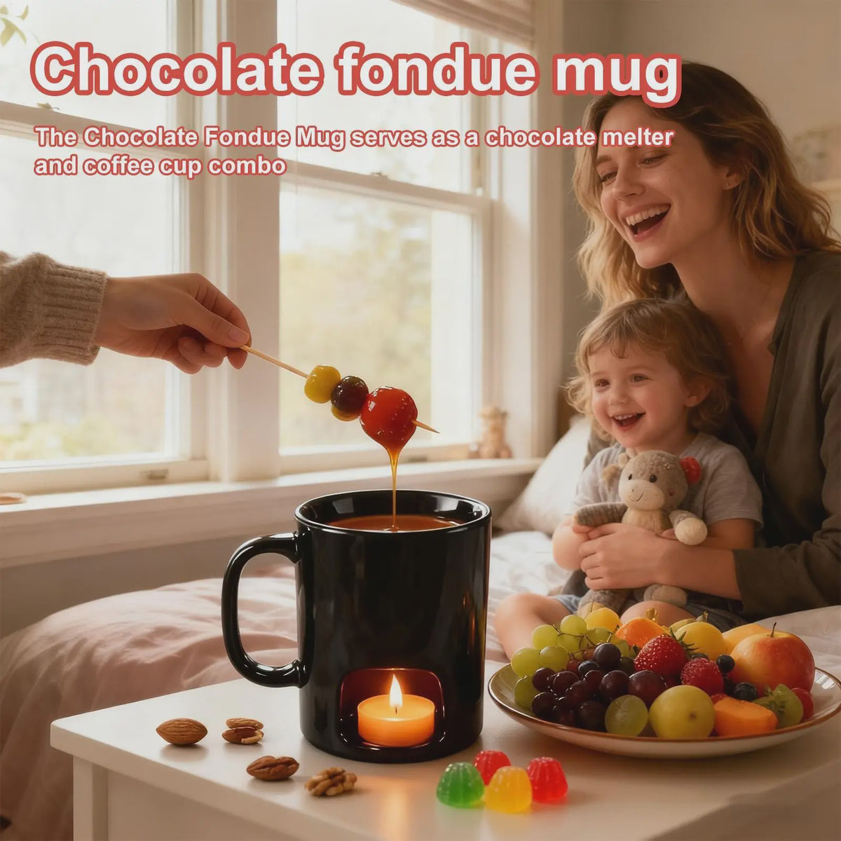 Draagbare Keramische Fondue Set - Smelt Chocolade, Kaas & Saus voor Feestjes