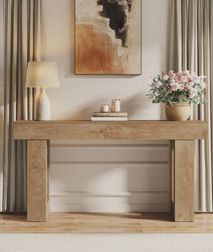 Landelijke Console Tafel 160 cm - Houten Halmeubel voor Achter de Bank