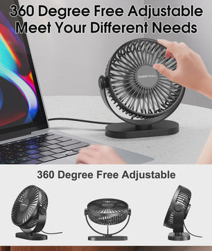 Draagbare USB Mini Ventilator - Stille 3-Snelheden Koeler voor Bureau, Kantoor & Buiten