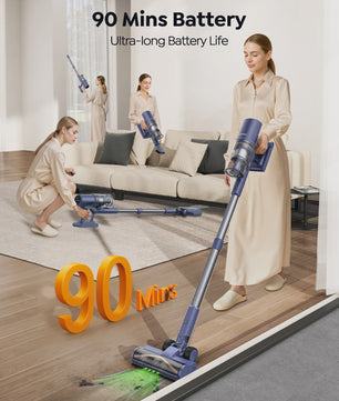 Laresar V11 Accu Stofzuiger - 650W Krachtig, 75000PA Zuigkracht, 90 Min Looptijd, Smart Display