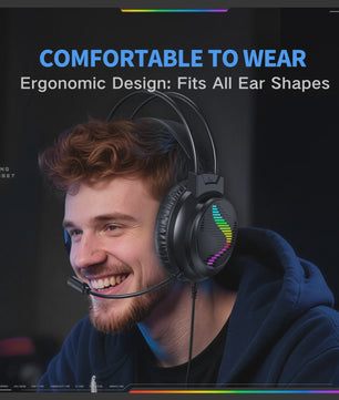 Acinaci J11 Gaming Headset met Microfoon, LED Verlichting & 3.5mm Jack voor PS4, PC, Xbox, Switch