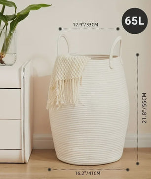 Bohemian Katoenen Opbergmand - Handgeweven Decoratieve Mand met Handvatten