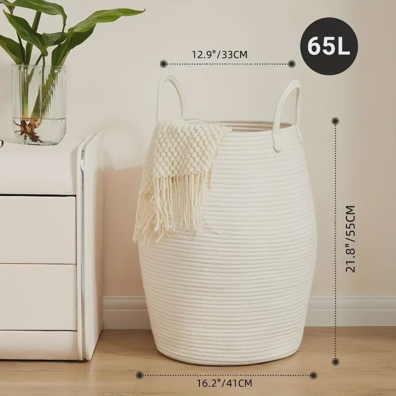 Bohemian Katoenen Opbergmand - Handgeweven Decoratieve Mand met Handvatten