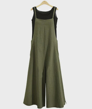 Dames Jumpsuit Zomer Mouwloos Katoen Linnen met Wijde Pijpen - Casual en Comfortabel