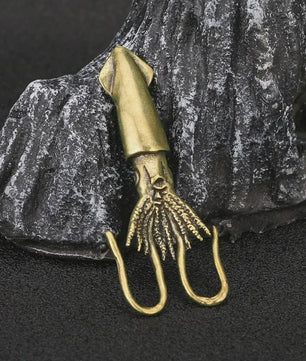 Antieke Messing Pijlinktvis Decoratie - Retro Koperen Miniatuur Beeldje