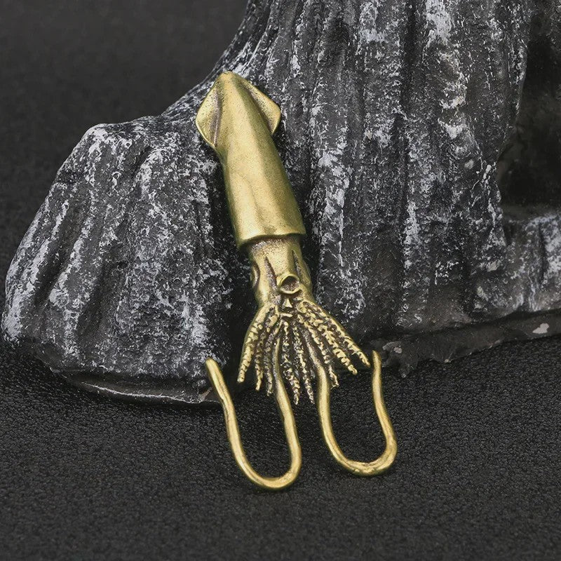 Antieke Messing Pijlinktvis Decoratie - Retro Koperen Miniatuur Beeldje