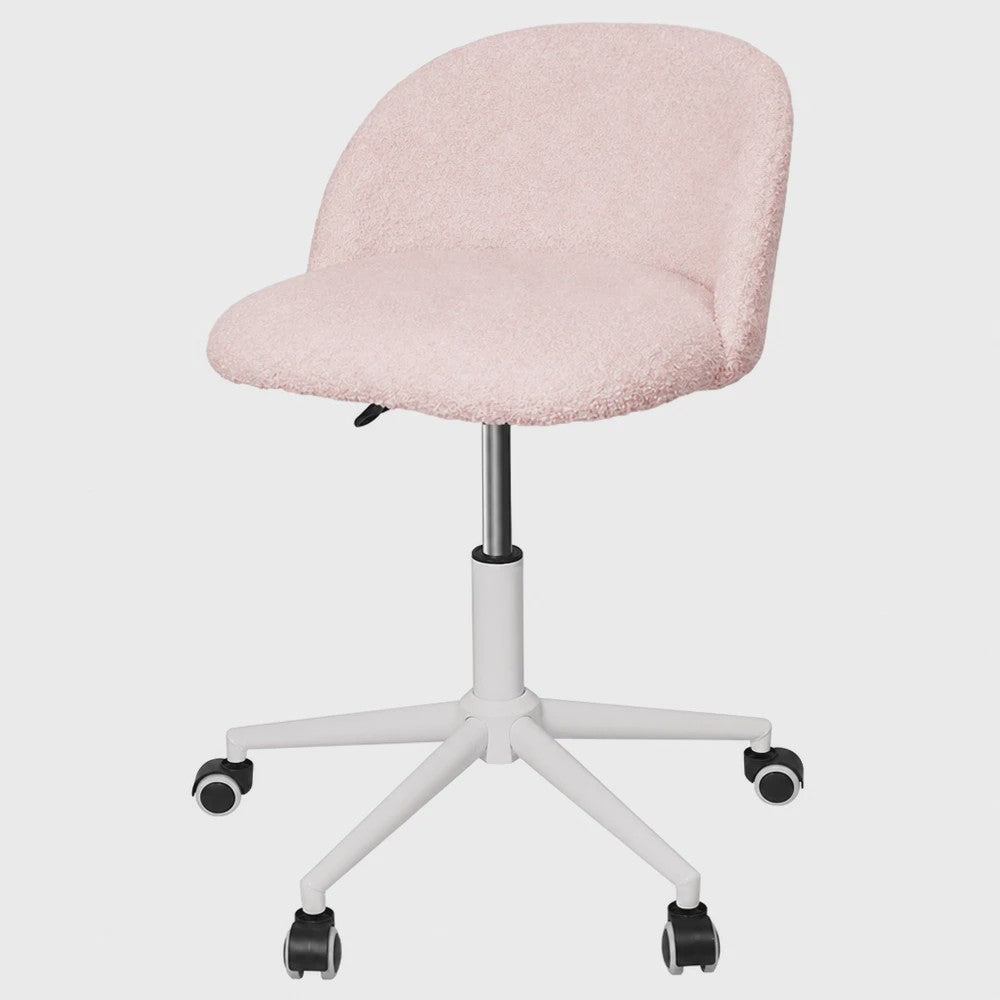 Stijlvolle Bureaustoel & Make-up Stoel met Schuimvulling en Verstelbare Hoogte - Roze, Wit of Grijs