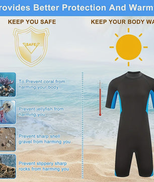 Heren Wetsuit 3mm Neopreen Korte Mouw - Duiken, Surfen & Watersport