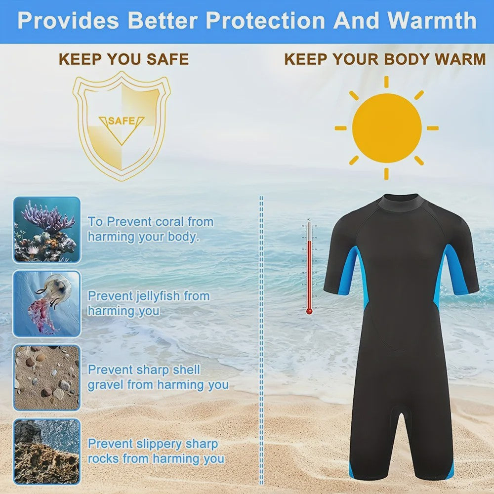 Heren Wetsuit 3mm Neopreen Korte Mouw - Duiken, Surfen & Watersport