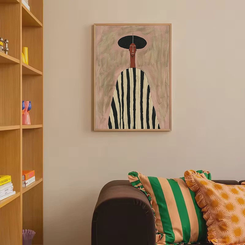 Abstract Afrikaanse Vrouwen Poster Canvas Schilderij - Etnisch Hedendaags Woondecoratie