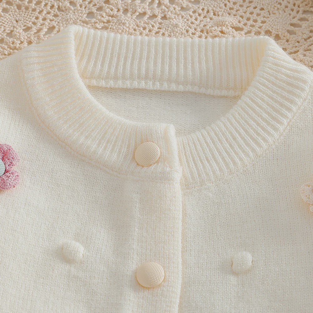 Zachte Gebreide Vestjes voor Meisjes (2-8 jaar) met Kleurrijke Bloemen - Perfect voor Herfst & Winter