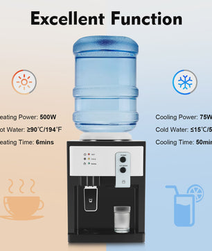 Desktop Water Dispenser met Warm en Koud Water - 500W/75W