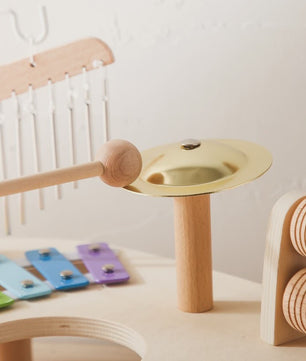 Houten Montessori Muziektafel voor Baby's & Kinderen - Xylofoon, Trommels & Windgong