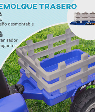 Elektrische Kinder Tractor met Aanhanger - Blauw (3-6 Jaar)