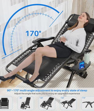 Verstelbare Zero Gravity Loungestoel Inklapbaar met Bekerhouder en Hoofdsteun - Comfort voor Buiten