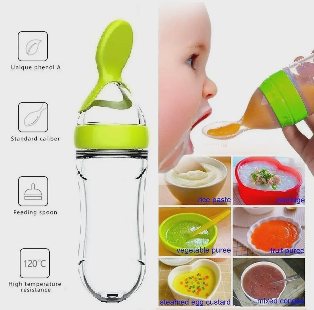 Baby Voeding Set: Silicone Fruit Speen & Lepel Flesje voor Baby's en Peuters