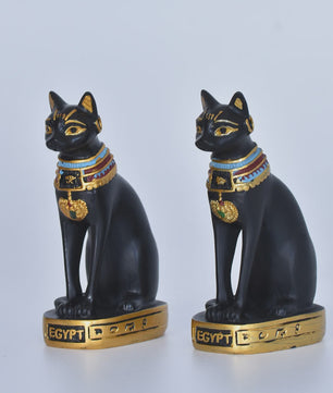 Elegante Egyptische Kattenbeeldjes - Retro Stijl & Sfeervolle Decoratie