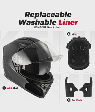 KEMITOUR Integraal Motorhelm ECE Goedgekeurd - Volledig Gelaat - Street & Racing