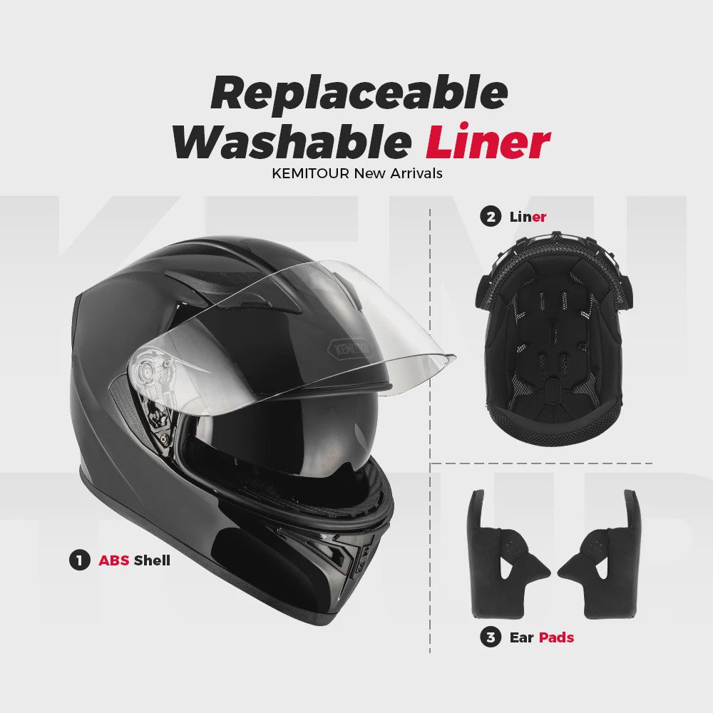 KEMITOUR Integraal Motorhelm ECE Goedgekeurd - Volledig Gelaat - Street & Racing